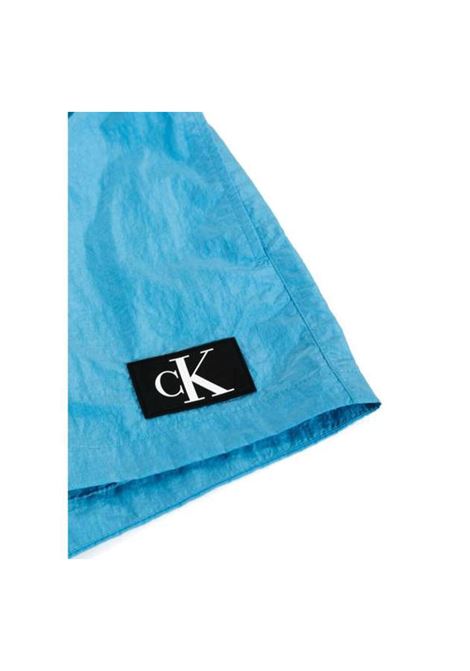 Costume Calvin Klein Logo Patch Short Drawstring Turchese Uomo CALVIN KLEIN SWIMWEAR | Costumi | KM0KM00979-CGY